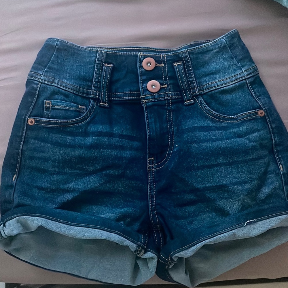 NOBO Women’s Denim Jean Shorts High Rise Size 1 Double Button Up